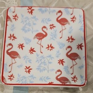 Flamingo Patterned Square Ceramic Soap Dish